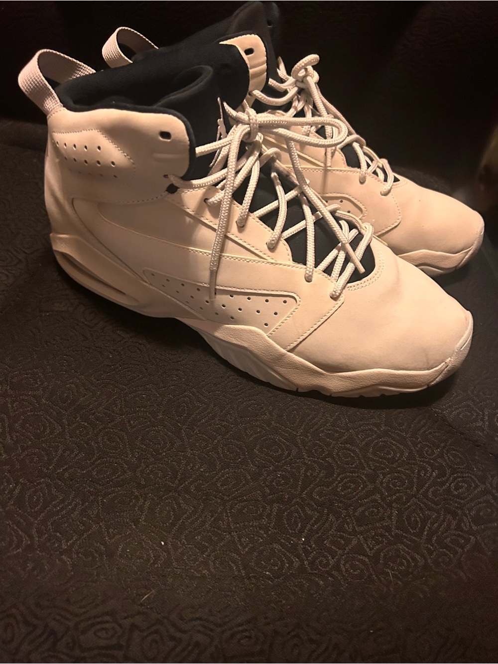 Jordan Men's White High-Top Athletic Sneakers with Black Collar Accents